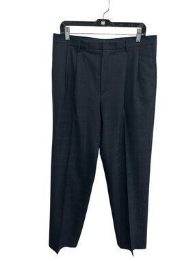 Nautica Rigger 34 Navy Classic Fit Check Pattern Dress Pants Preppy Old Money